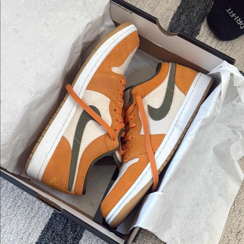 Jordan Orange and White Sneakers Classic Design